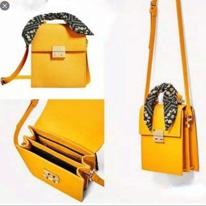 Zara Mustard City Bag with scarf